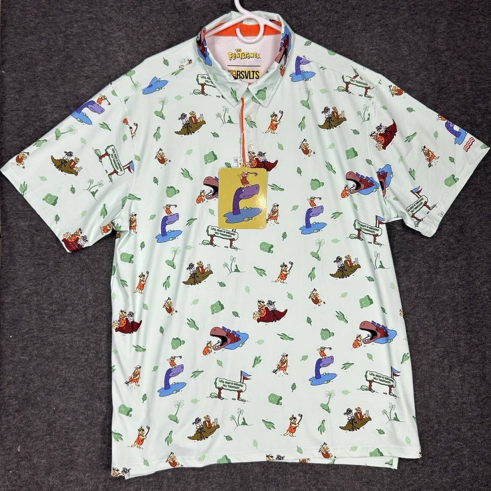 RSVLTS Flintstones Golf Polo Shirt Mens 2XL Loyal Order of Dinosaurs Tourney - Picture 2 of 12
